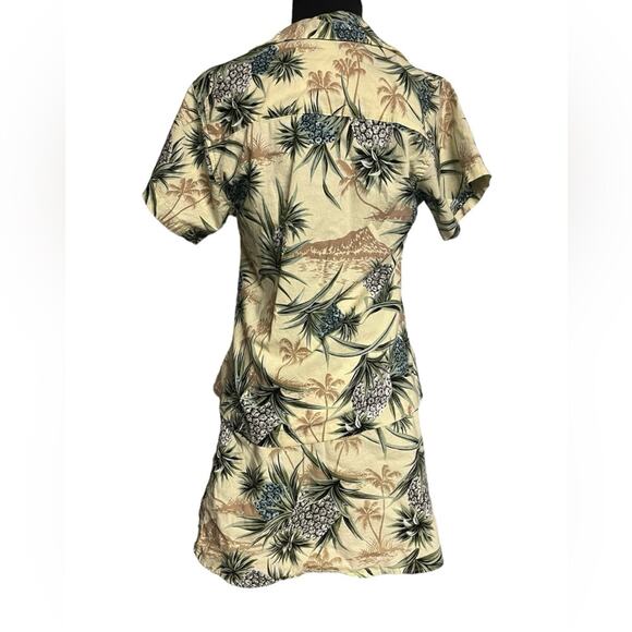 Vtg 90s Palm Tree Pineapple Retro Hawaiian Resort Blouse Wrap Skirt Coord Set M - Picture 5 of 8